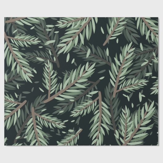 Merry Christmass pine corn Leaves Botanical Cadeaupapier (Vlak)