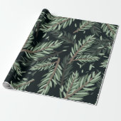 Merry Christmass pine corn Leaves Botanical Cadeaupapier (Uitgerold)