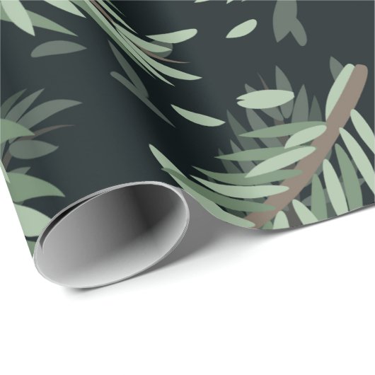 Merry Christmass pine corn Leaves Botanical Cadeaupapier (Rol Hoek)