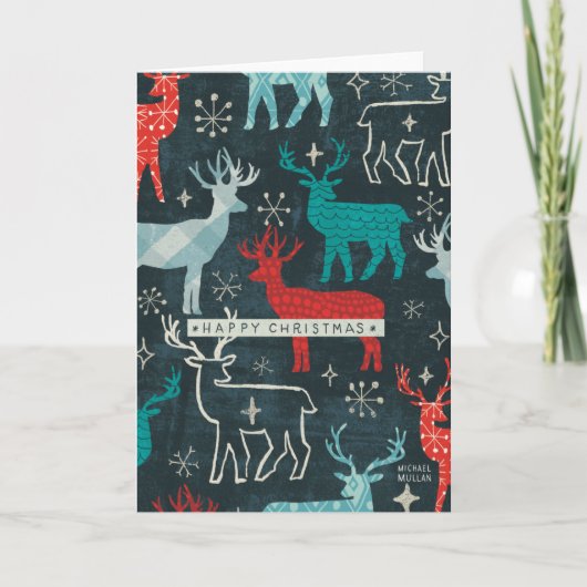 Merry Christmastime Reindeer Feestdagen Kaart (Voorkant)