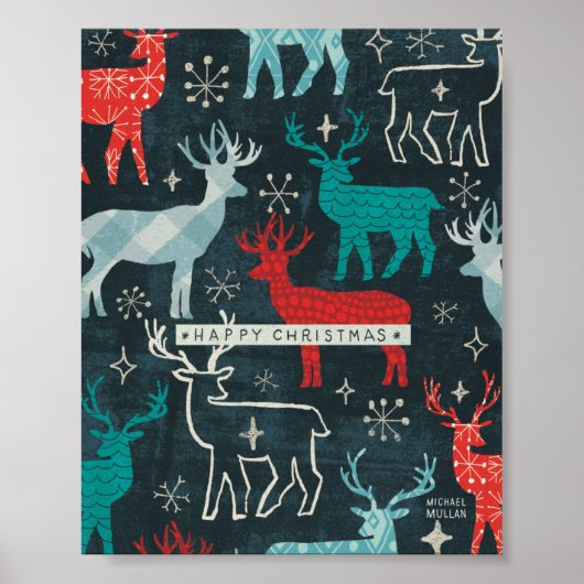 Merry Christmastime Reindeer Poster (Voorkant)