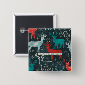 Merry Christmastime Reindeer Vierkante Button 5,1 Cm (Voorkant /achterkant)