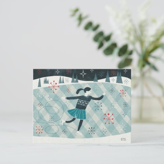 Merry Christmastime Skater Feestdagenkaart (Staand voorkant)