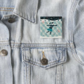 Merry Christmastime Skater Vierkante Button 5,1 Cm (In situ)