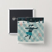 Merry Christmastime Skater Vierkante Button 5,1 Cm (Voorkant /achterkant)