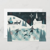 Merry Christmastime Skating Scene Feestdagenkaart (Voorkant / Achterkant)