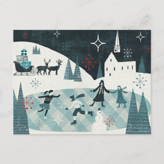 Merry Christmastime Skating Scene Feestdagenkaart (Voorkant)