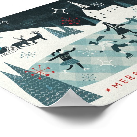 Merry Christmastime Skating Scene Poster (Hoek)
