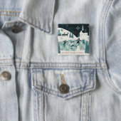 Merry Christmastime Skating Scene Vierkante Button 5,1 Cm (In situ)