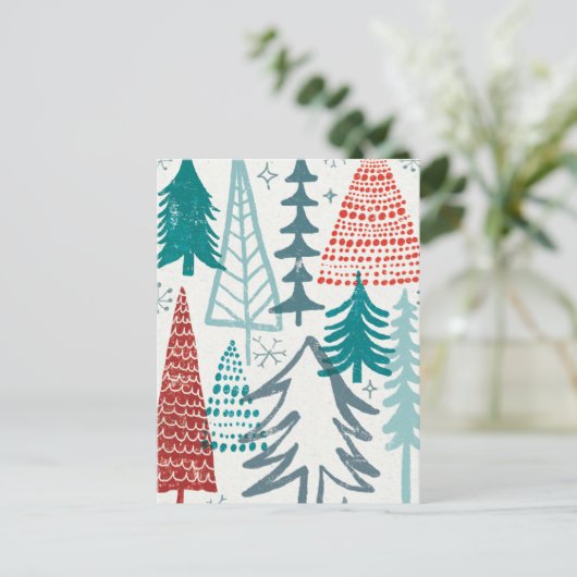 Merry Christmastime Trees Feestdagenkaart (Staand voorkant)