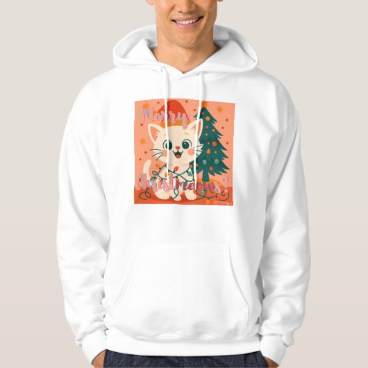 Merry Christmeows! Cute & Funny Santa Cat Hoodie (Voorkant)