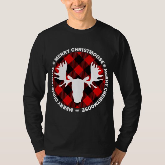 Merry Christmoose Buffallo Play. Funny Moose Chri T-shirt (Voorkant)