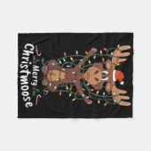 Merry Christmoose Christmas Moose Xmas Tree Lights Fleece Deken (Voorkant (Horizontaal))