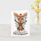 Merry Christmoose Christmas Moose Xmas Tree Lights Kaart (Gele Bloem)
