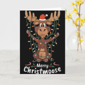 Merry Christmoose Christmas Moose Xmas Tree Lights Kaart (Gele Bloem)