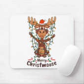 Merry Christmoose Christmas Moose Xmas Tree Lights Muismat (Met muis)
