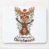 Merry Christmoose Christmas Moose Xmas Tree Lights Muismat (Voorkant)