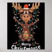 Merry Christmoose Christmas Moose Xmas Tree Lights Poster (Voorkant)