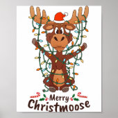 Merry Christmoose Christmas Moose Xmas Tree Lights Poster (Voorkant)