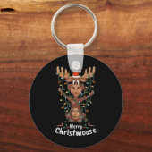 Merry Christmoose Christmas Moose Xmas Tree Lights Sleutelhanger (Voorkant)