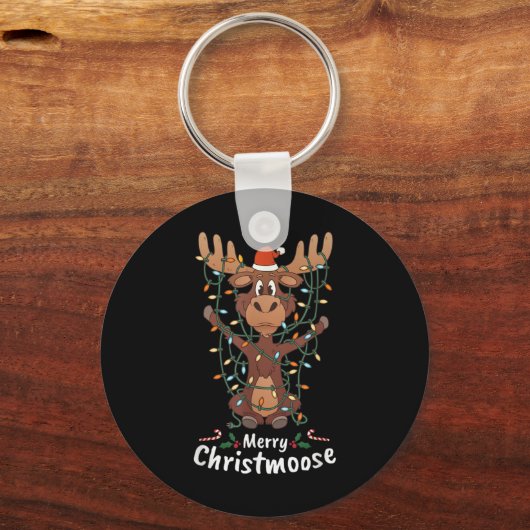 Merry Christmoose Christmas Moose Xmas Tree Lights Sleutelhanger (Voorkant)