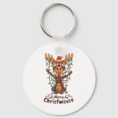Merry Christmoose Christmas Moose Xmas Tree Lights Sleutelhanger (Voorkant)