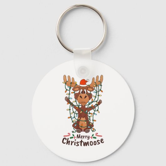Merry Christmoose Christmas Moose Xmas Tree Lights Sleutelhanger (Voorkant)