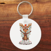 Merry Christmoose Christmas Moose Xmas Tree Lights Sleutelhanger (Voorkant)