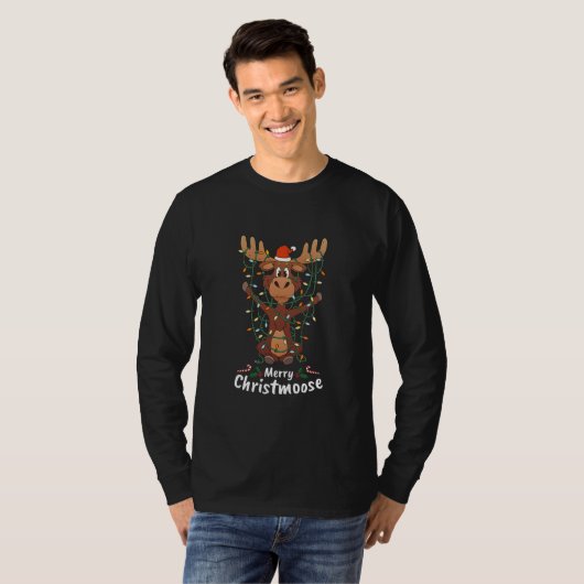 Merry Christmoose Christmas Moose Xmas Tree T-shirt (Voorkant volledig)