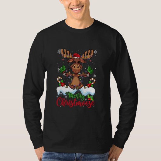Merry Christmoose Christmas Moose Xmas Tree T-shirt (Voorkant)
