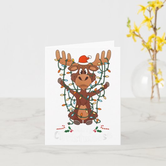 Merry Christmoose Christmas Mooses Xmas Tree Light Kaart (Gele Bloem)