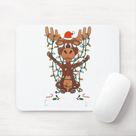 Merry Christmoose Christmas Mooses Xmas Tree Light Muismat (Met muis)