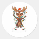 Merry Christmoose Christmas Mooses Xmas Tree Light Ronde Sticker (Voorkant)