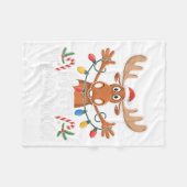 Merry Christmoose Christmas Tree Lights Santa Hat Fleece Deken (Voorkant (Horizontaal))