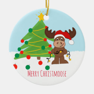 Merry Christmoose Circle Ornament
