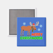 Merry Christmoose Cute Cartoon Moose Magneet (Voorkant / Achterkant)