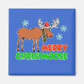 Merry Christmoose Cute Cartoon Moose Magneet (Voorkant)