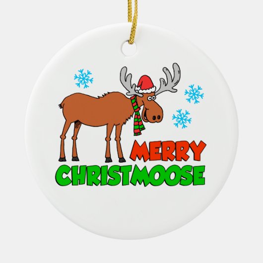 Merry Christmoose Cute Holiday Pun Keramisch Ornament (Voorkant)