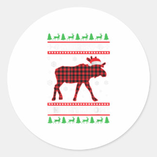 Merry Christmoose Family Pajamas Moose Ronde Sticker