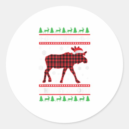 Merry Christmoose Family Pajamas Moose Ronde Sticker (Voorkant)