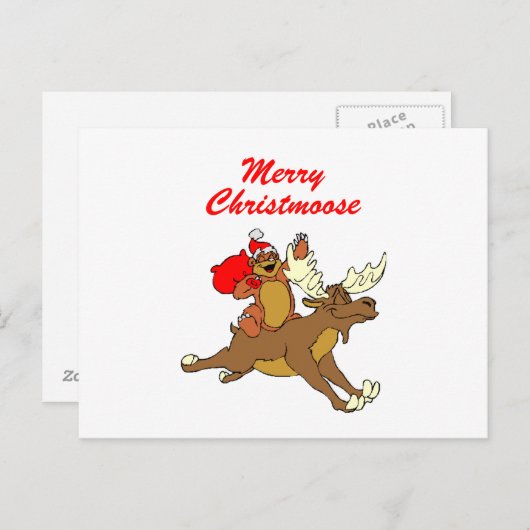 Merry Christmoose Feestdagenkaart (Voorkant / Achterkant)