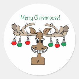 Merry Christmoose Festive Ronde Sticker