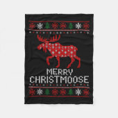 Merry Christmoose Funny Christmas Moose Sweater An Fleece Deken (Voorkant)