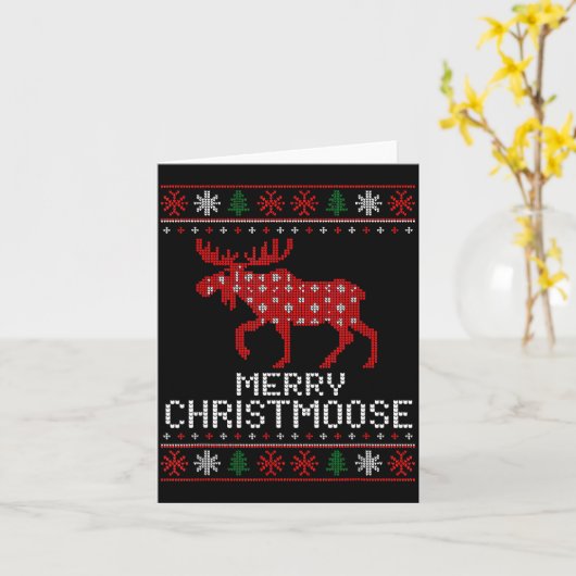 Merry Christmoose Funny Christmas Moose Sweater An Kaart (Gele Bloem)