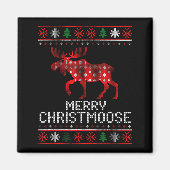 Merry Christmoose Funny Christmas Moose Sweater An Magneet (Voorkant)