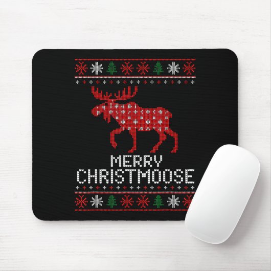 Merry Christmoose Funny Christmas Moose Sweater An Muismat (Met muis)