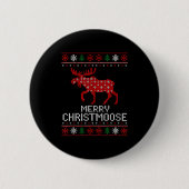 Merry Christmoose Funny Christmas Moose Sweater An Ronde Button 5,7 Cm (Voorkant)