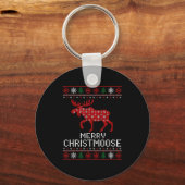 Merry Christmoose Funny Christmas Moose Sweater An Sleutelhanger (Voorkant)
