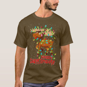 Merry Christmoose Funny Christmas Moose Xmas Tree T-shirt