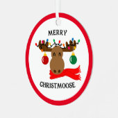 Merry Christmoose Funny Kerstmis Metalen Ornament (Voorkant links)